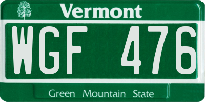 VT license plate WGF476