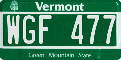VT license plate WGF477