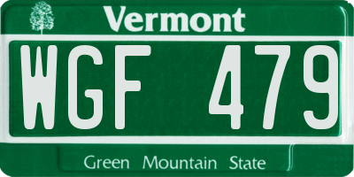 VT license plate WGF479