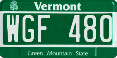 VT license plate WGF480