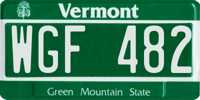 VT license plate WGF482