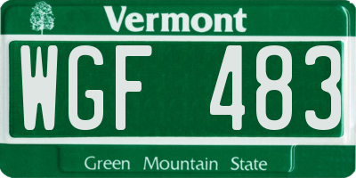 VT license plate WGF483