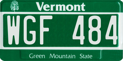 VT license plate WGF484