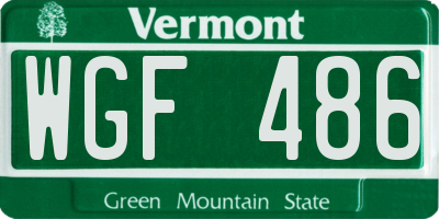 VT license plate WGF486