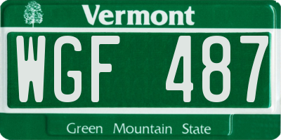 VT license plate WGF487