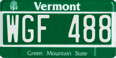 VT license plate WGF488