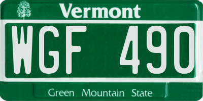 VT license plate WGF490