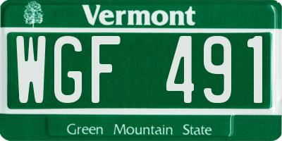 VT license plate WGF491