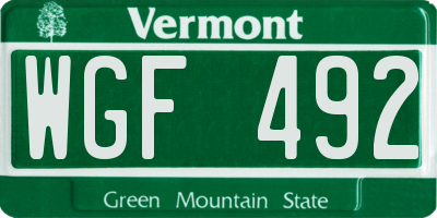VT license plate WGF492
