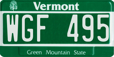 VT license plate WGF495
