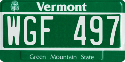 VT license plate WGF497