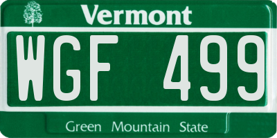 VT license plate WGF499