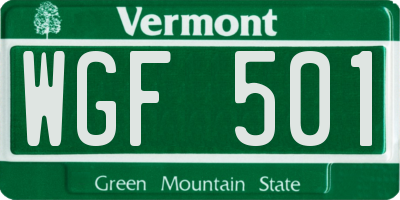 VT license plate WGF501