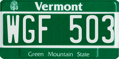 VT license plate WGF503
