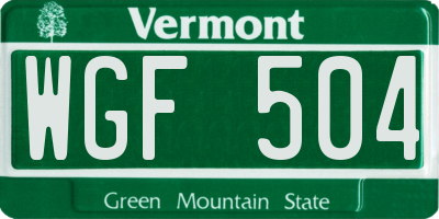 VT license plate WGF504