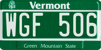 VT license plate WGF506