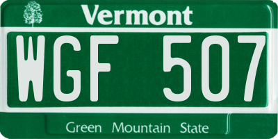 VT license plate WGF507