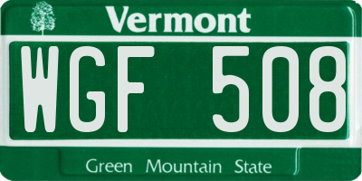 VT license plate WGF508