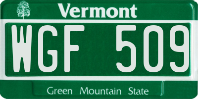 VT license plate WGF509