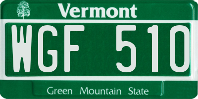 VT license plate WGF510