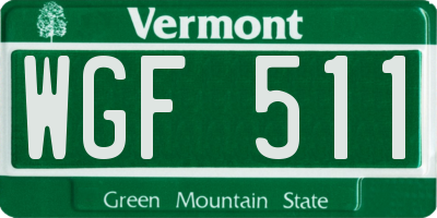 VT license plate WGF511