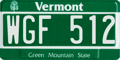 VT license plate WGF512