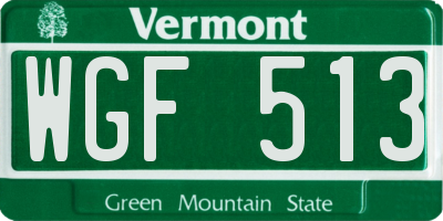 VT license plate WGF513