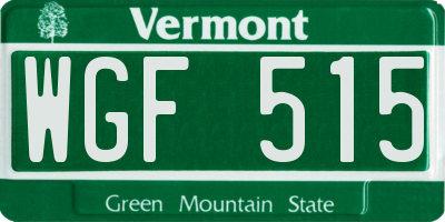 VT license plate WGF515