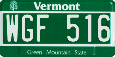 VT license plate WGF516