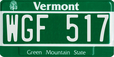VT license plate WGF517