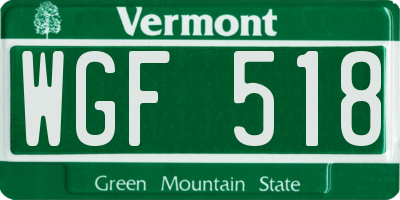 VT license plate WGF518