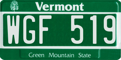 VT license plate WGF519