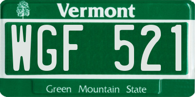 VT license plate WGF521