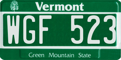 VT license plate WGF523