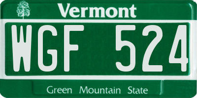 VT license plate WGF524