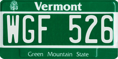VT license plate WGF526