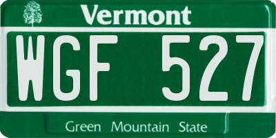 VT license plate WGF527