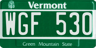 VT license plate WGF530