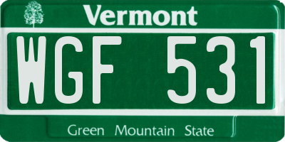 VT license plate WGF531