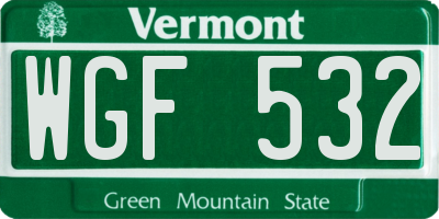 VT license plate WGF532