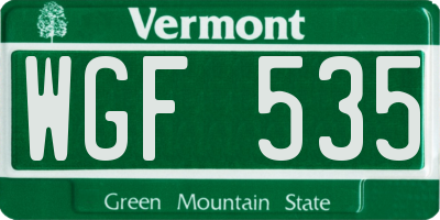 VT license plate WGF535