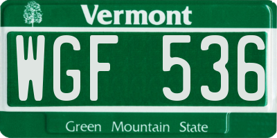 VT license plate WGF536
