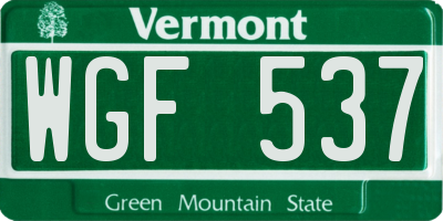 VT license plate WGF537
