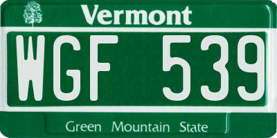 VT license plate WGF539