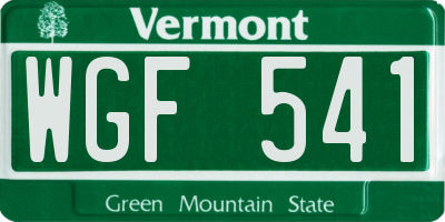 VT license plate WGF541