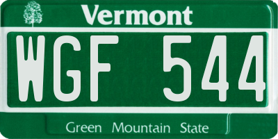 VT license plate WGF544