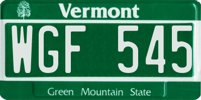 VT license plate WGF545