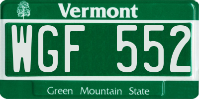VT license plate WGF552