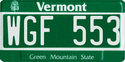 VT license plate WGF553