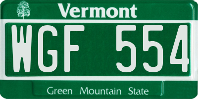 VT license plate WGF554